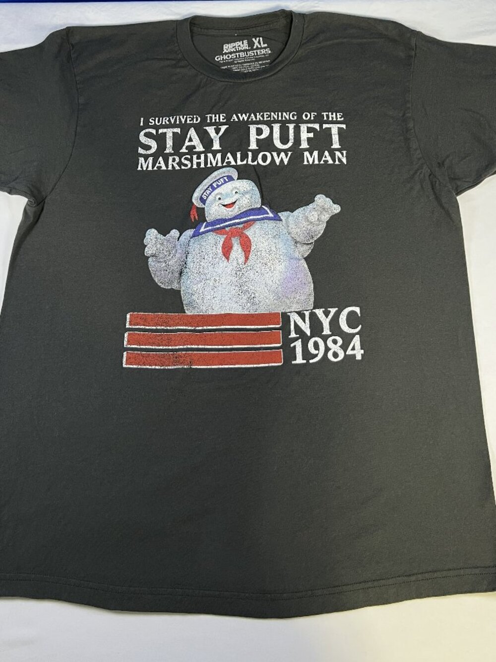 Ghostbusters Stay Puft Marshmallow Man Men’s Grey T-Shirt Size XL